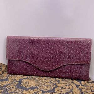 Purple Ostrich Envelope Clutch by Urban Expressions